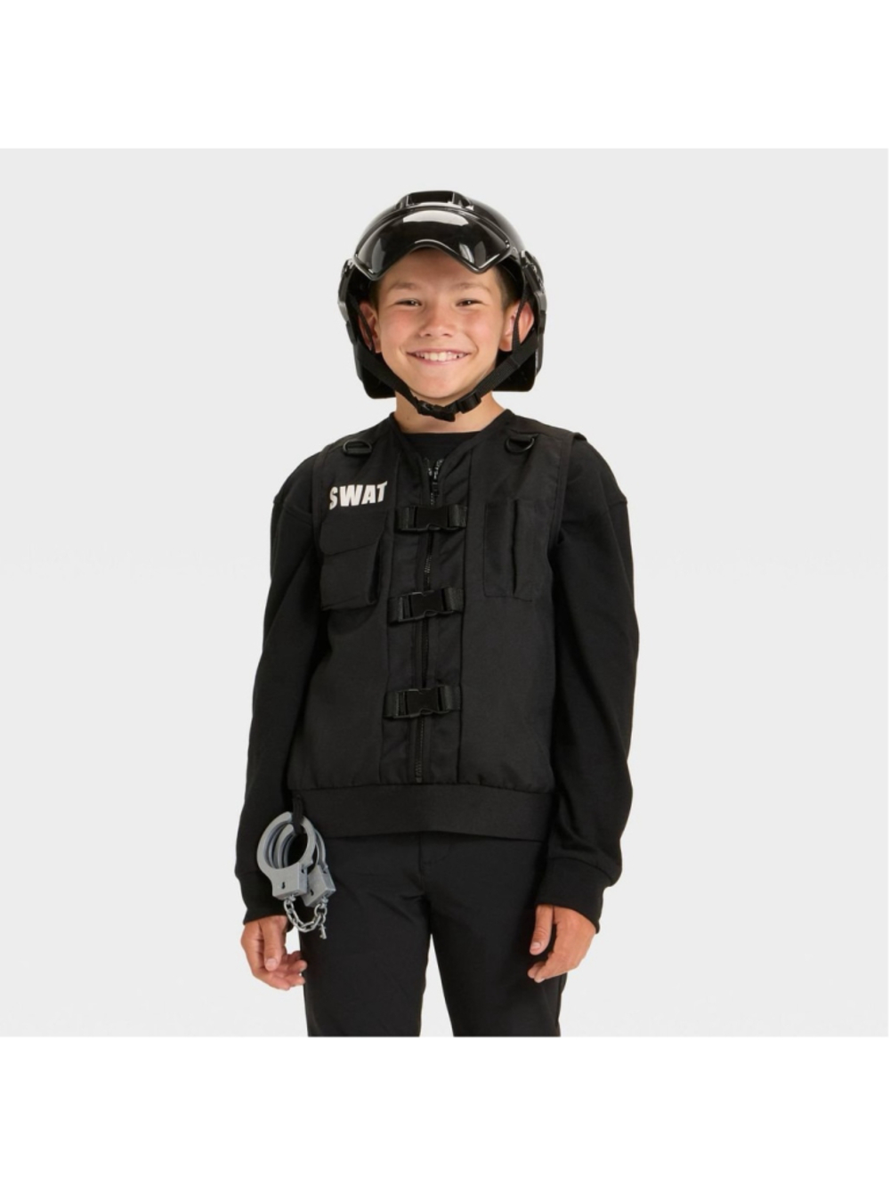 Kids SWAT Vest and Helmet Costume with Handcuffs NEW